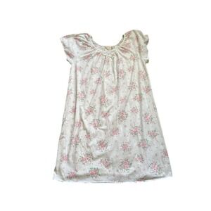 Carriage Court Floral Nightgown Womens Large Cottagecore Lace Trim Pink Roses